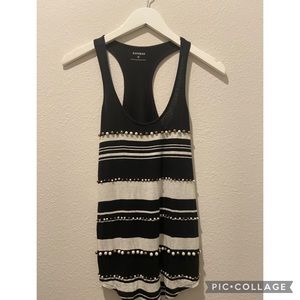X-Small Black and White Express Top with beading designs